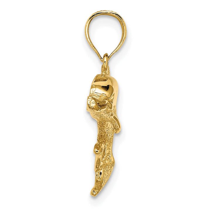 10K Yellow Gold 2-D Polished and Engraved Dolphin Charm
