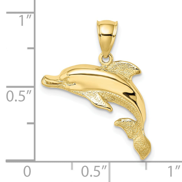 10K Yellow Gold 2-D Polished and Engraved Dolphin Charm