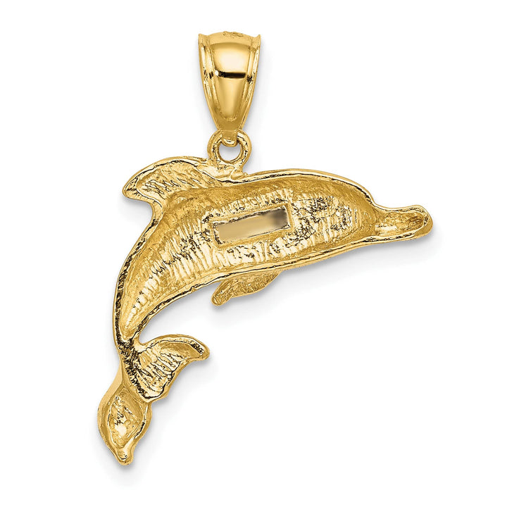 10K Yellow Gold 2-D Polished and Engraved Dolphin Charm