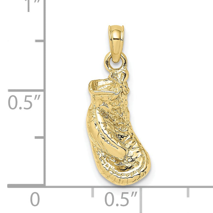 10K Yellow Gold 2-D Polished and Textured Single Boxing Glove Charm