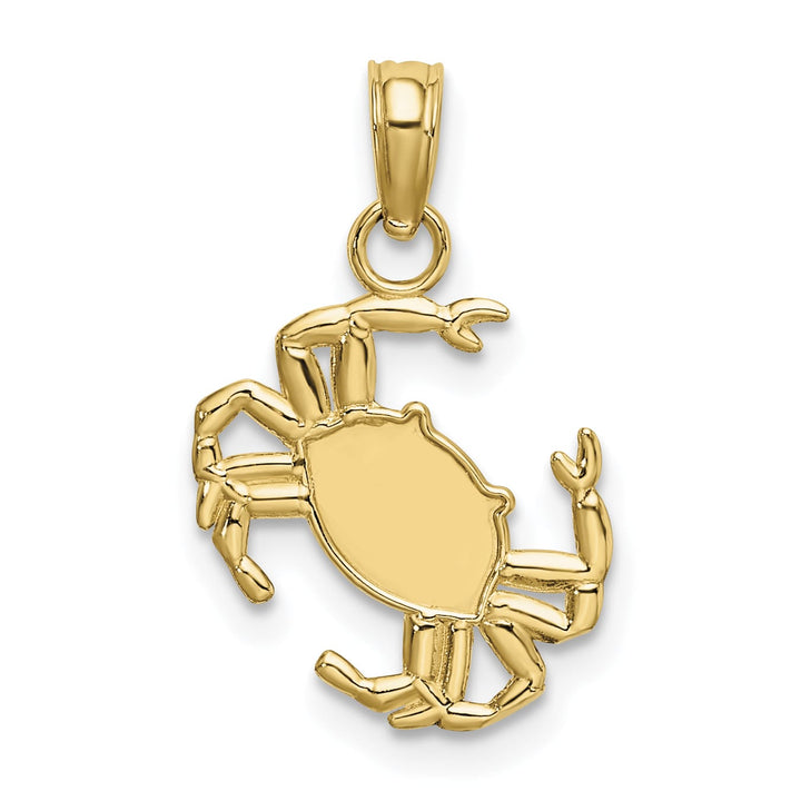 10K Yellow Gold 2-D Polished Crab Charm