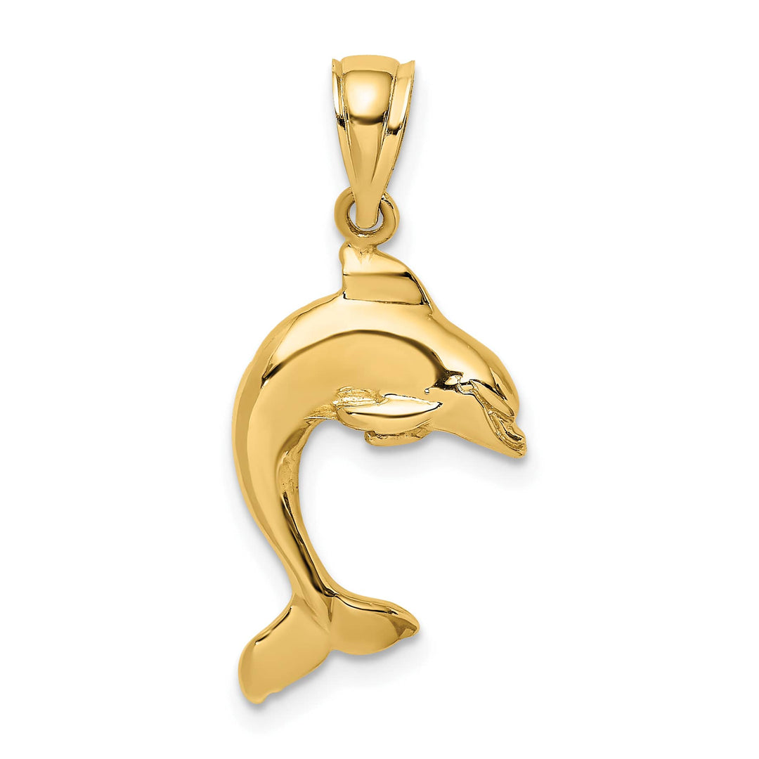10K Yellow Gold 2-D Polished Dolphin Jumping Charm