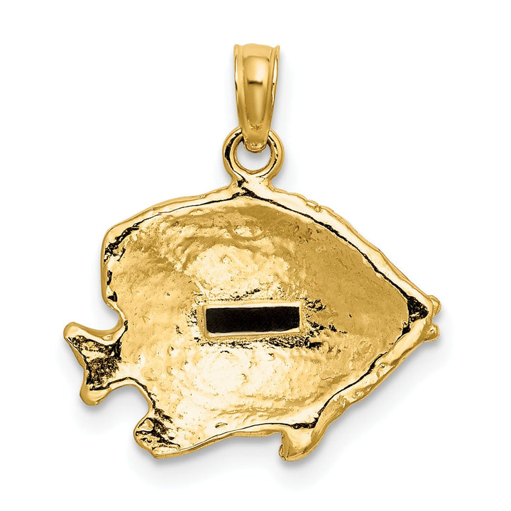 10K Yellow Gold 2-D Polished Engraved Butterfly Fish Charm