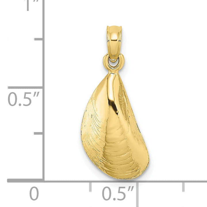 10K Yellow Gold 2-D Polished Mussel Shell Charm