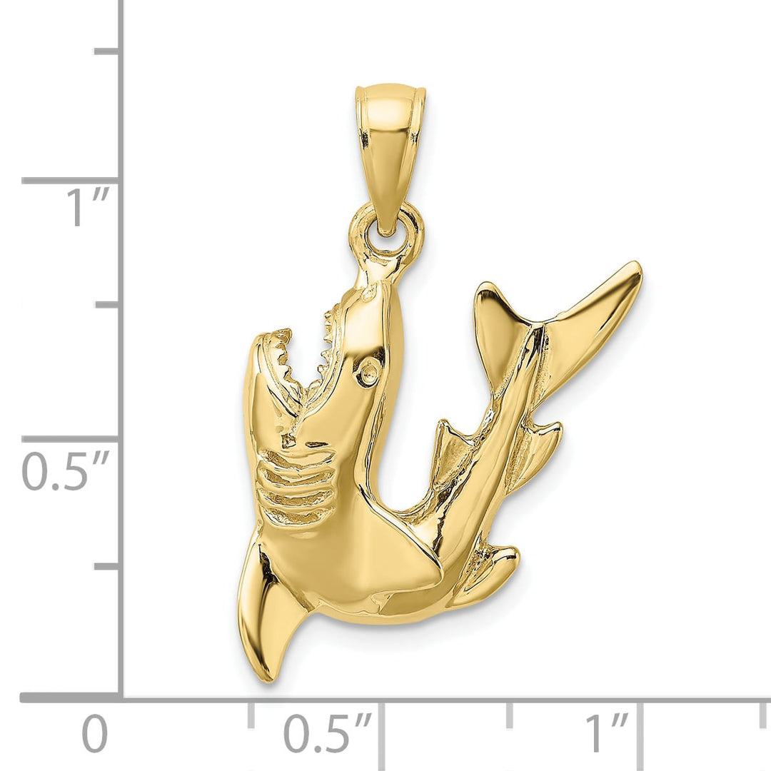 10K Yellow Gold 2-D Polished Shark Charm