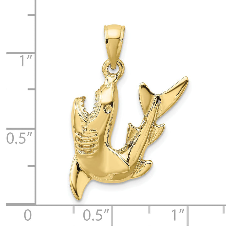 10K Yellow Gold 2-D Polished Shark Charm