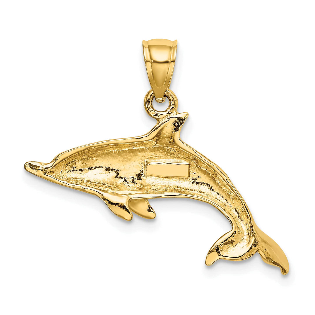 10K Yellow Gold 2-D Polished Swimming Dolphin Charm