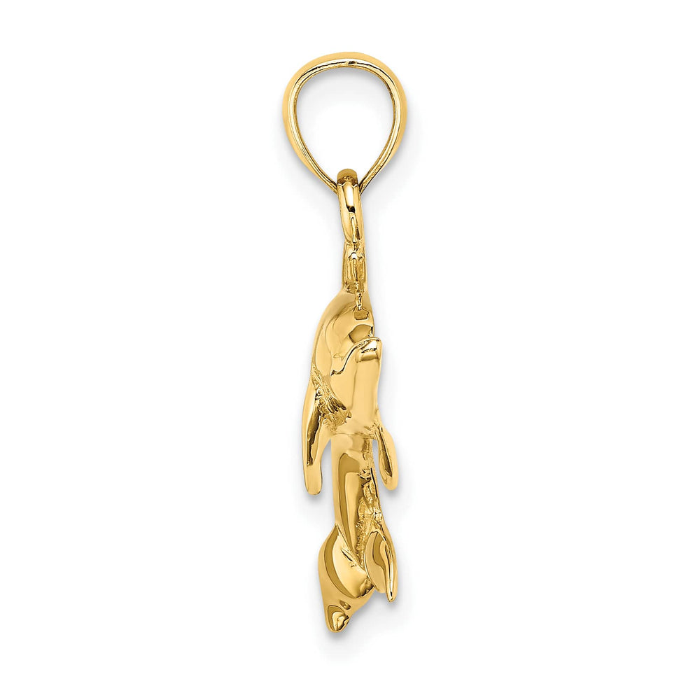 10K Yellow Gold 2-D Polished Swimming Dolphin Charm