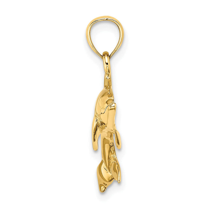 10K Yellow Gold 2-D Polished Swimming Dolphin Charm