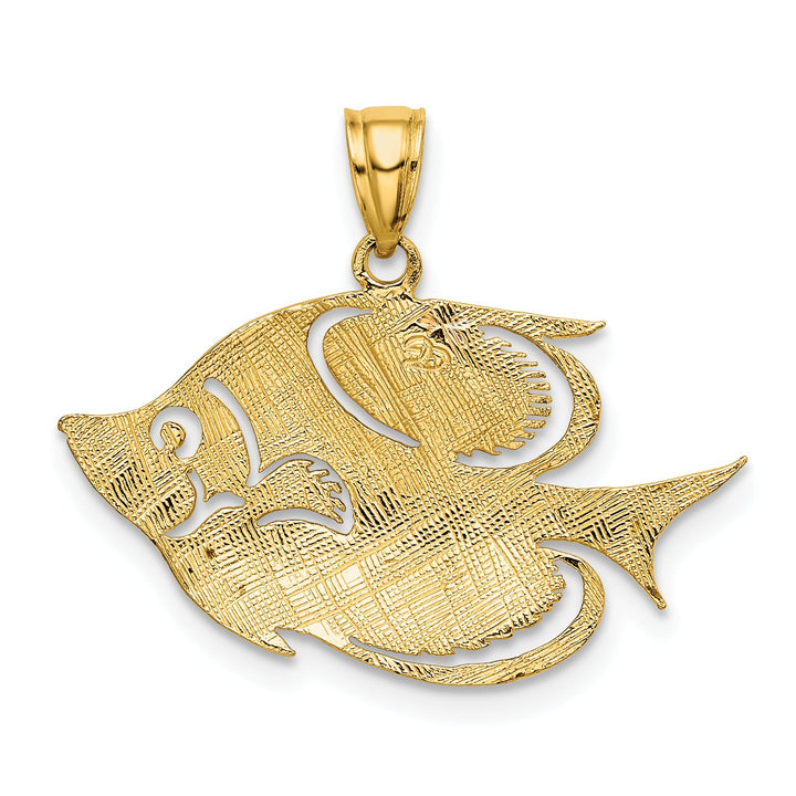 10K Yellow Gold 2-D Polished Textured Banner Fish Charm