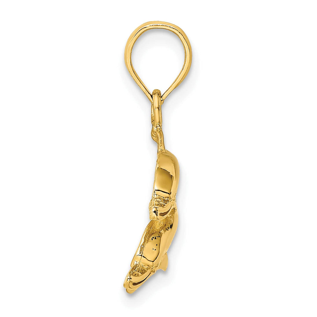 10K Yellow Gold 2-D Polished Textured Two Dolphins Charm