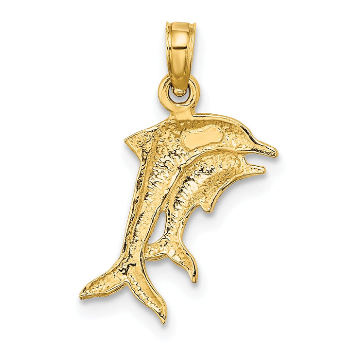 10K Yellow Gold 2-D Polished Two Dolphins Charm