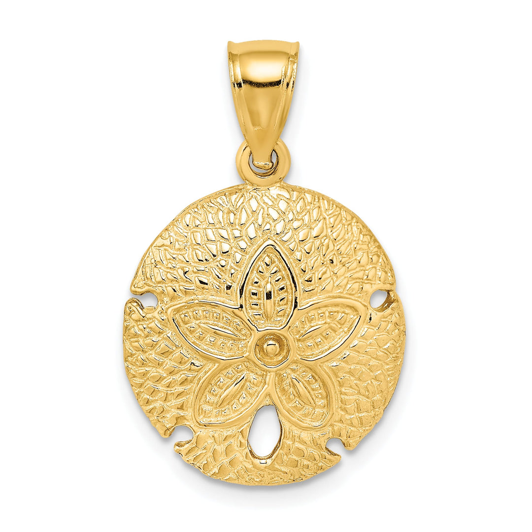 10K Yellow Gold 2-D Sand Dollar Charm, 19x17.6mm
