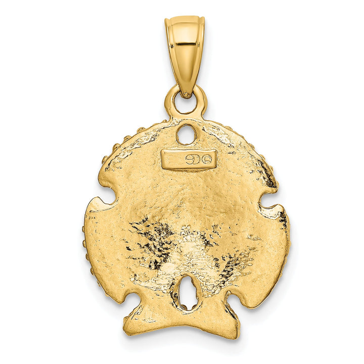 10K Yellow Gold 2-D Sand Dollar Charm, 19x17mm