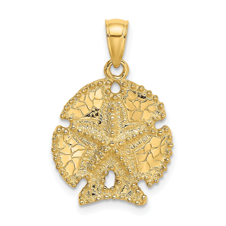 10K Yellow Gold 2-D Sand Dollar Charm, 19x17mm