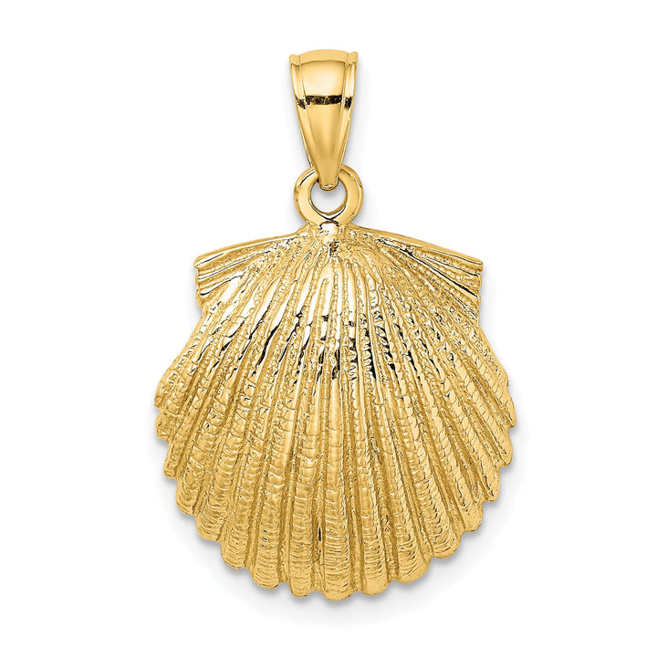 10K Yellow Gold 2-D Scallop Shell Charm, Large