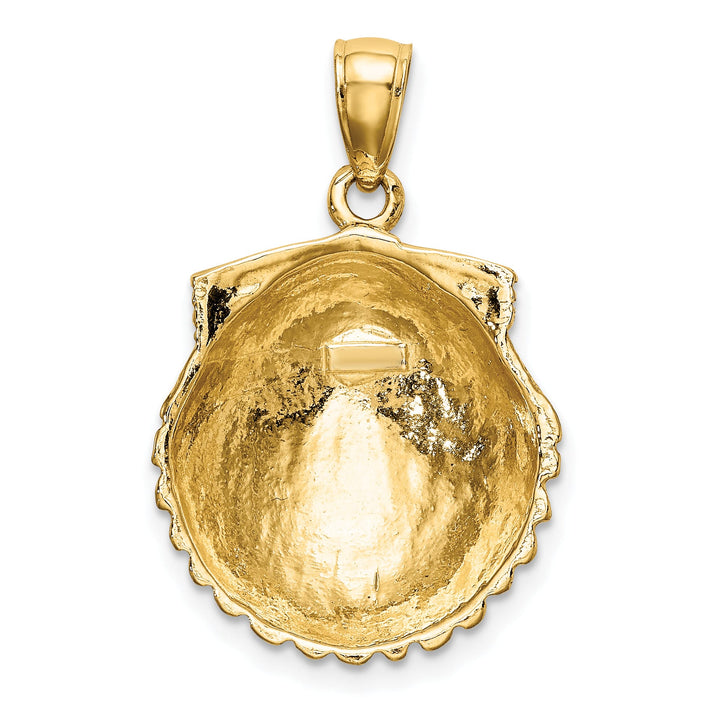 10K Yellow Gold 2-D Scallop Shell Charm, Large