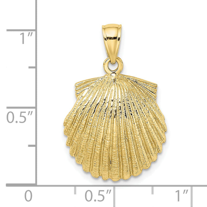10K Yellow Gold 2-D Scallop Shell Charm, Large