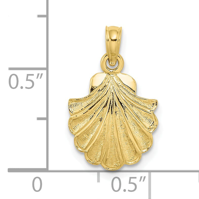 10K Yellow Gold 2-D Scallop Shell Charm, Small