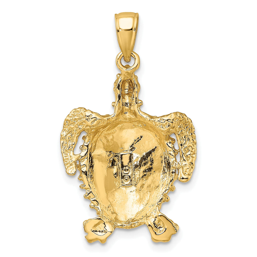 10K Yellow Gold 2-D Sea Turtle with Spiny Shell Charm, Large
