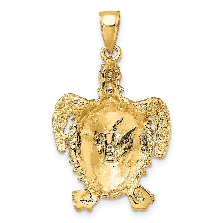 10K Yellow Gold 2-D Sea Turtle with Spiny Shell Charm, Large