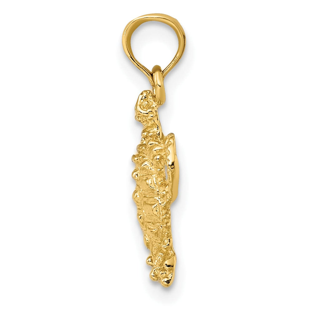 10K Yellow Gold 2-D Sea Turtle with Spiny Shell Charm, Small