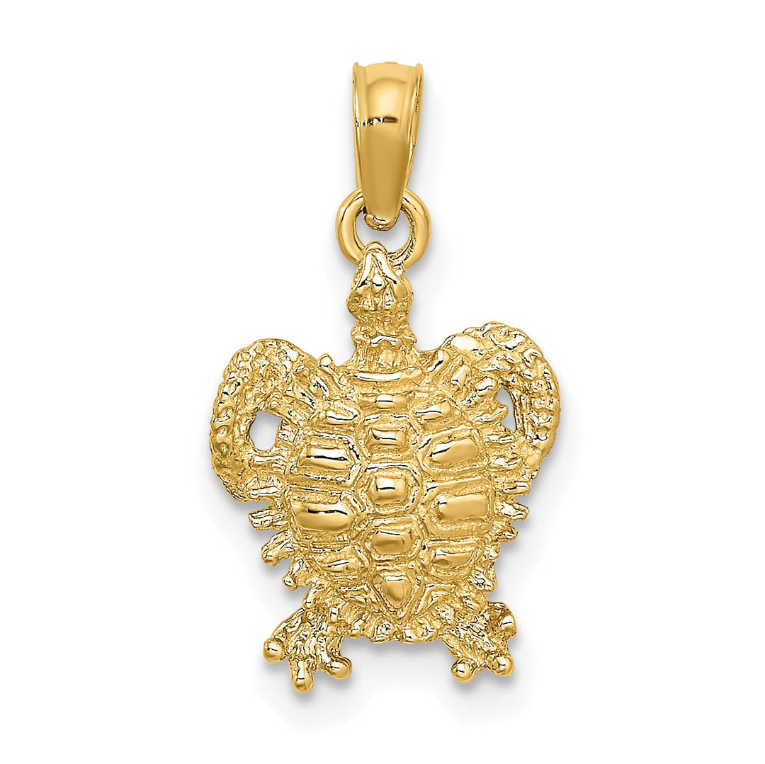 10K Yellow Gold 2-D Sea Turtle with Spiny Shell Charm, Small