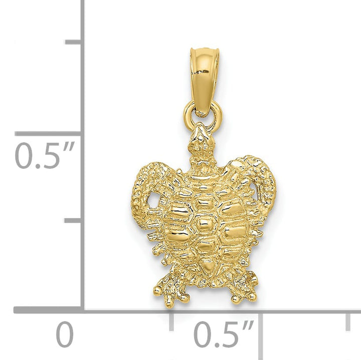 10K Yellow Gold 2-D Sea Turtle with Spiny Shell Charm, Small