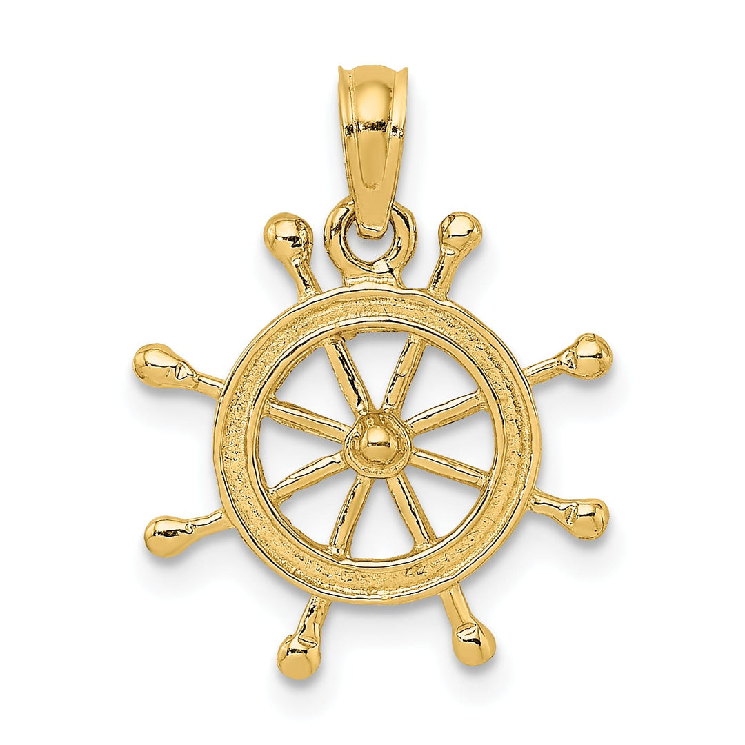10K Yellow Gold 2-D Ships Wheel Charm