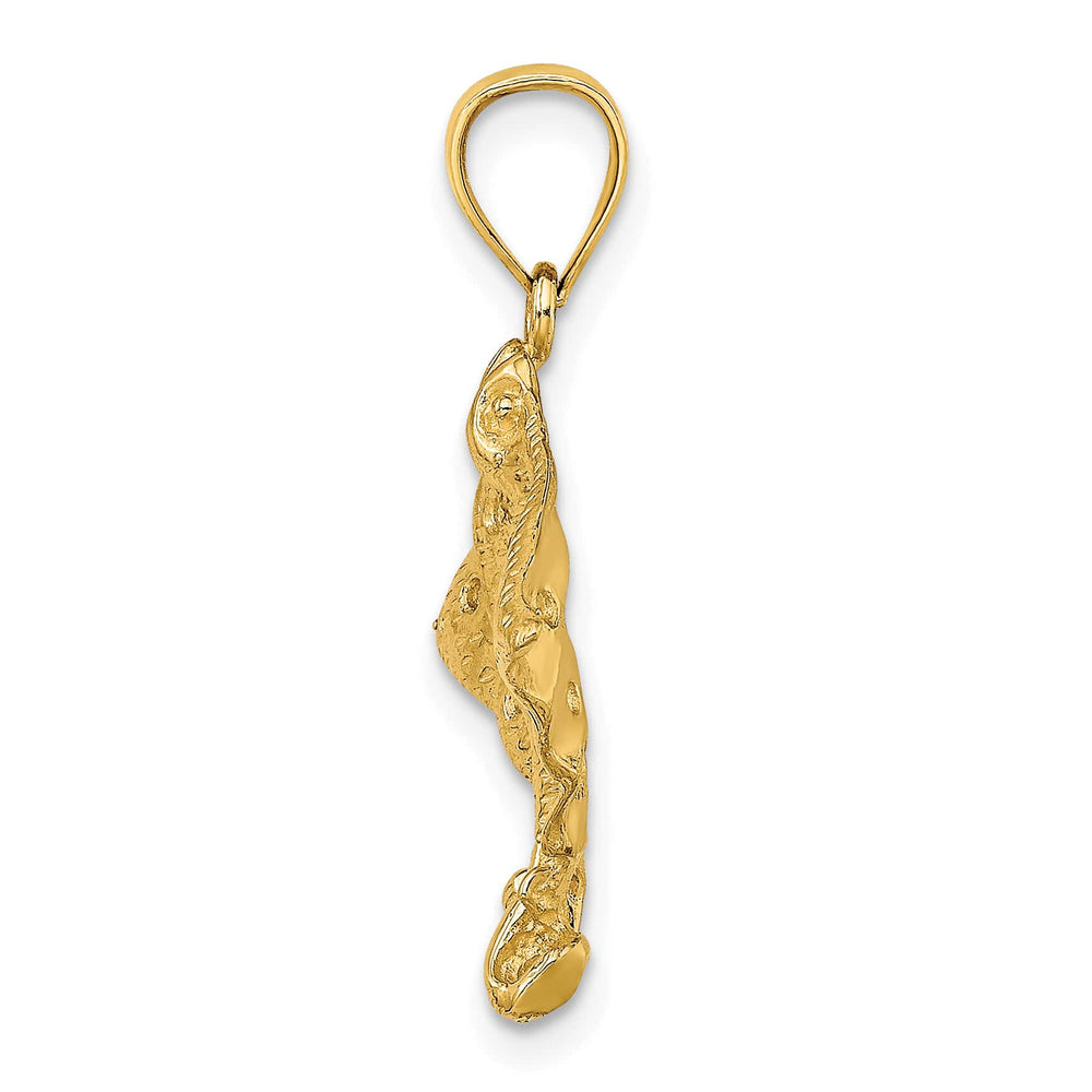 10K Yellow Gold 2-D Spotted Eagle Ray with Holes Charm, Large
