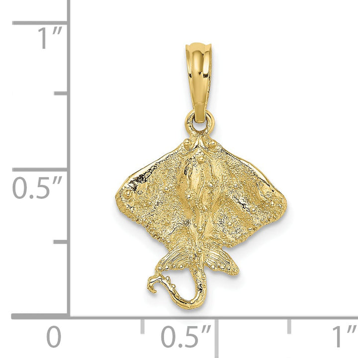 10K Yellow Gold 2-D Stingray Charm, 15.5mm