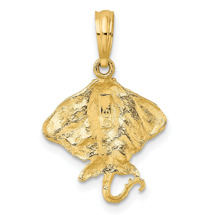 10K Yellow Gold 2-D Stingray Charm, 15.5mm