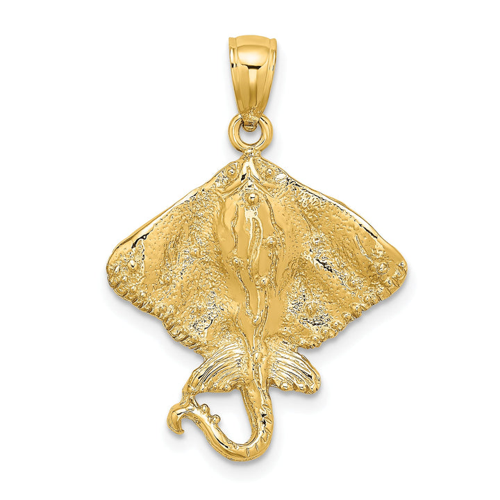 10K Yellow Gold 2-D Stingray Charm, 21.25mm