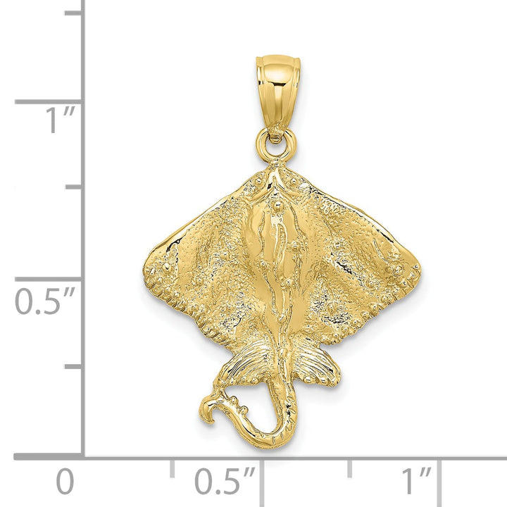 10K Yellow Gold 2-D Stingray Charm, 21.25mm