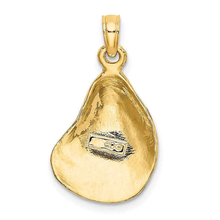 10K Yellow Gold 2-D Textured and Polished Oyster Shell Charm