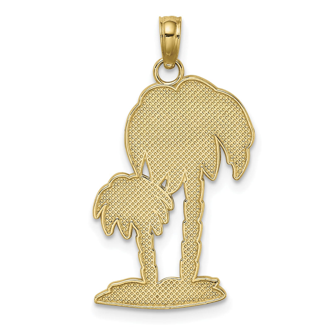 10K Yellow Gold 2-D Textured Double Palm Trees Charm
