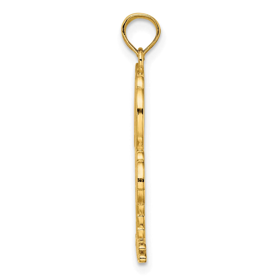 10K Yellow Gold 2-D Textured Double Palm Trees Charm