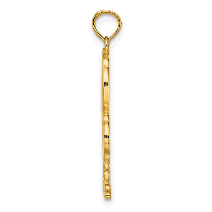 10K Yellow Gold 2-D Textured Double Palm Trees Charm