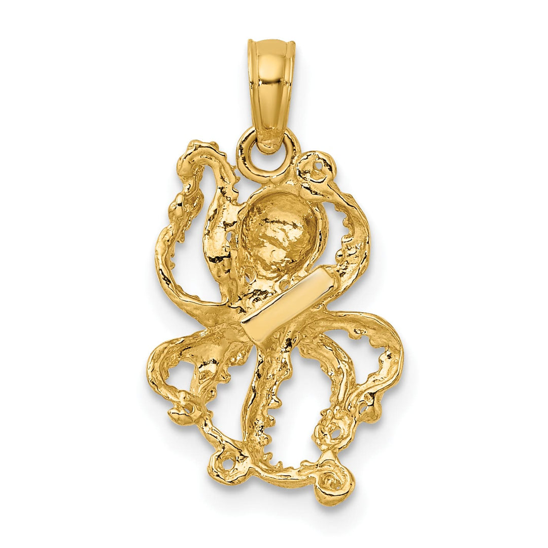 10K Yellow Gold 2-D Textured Octopus Charm