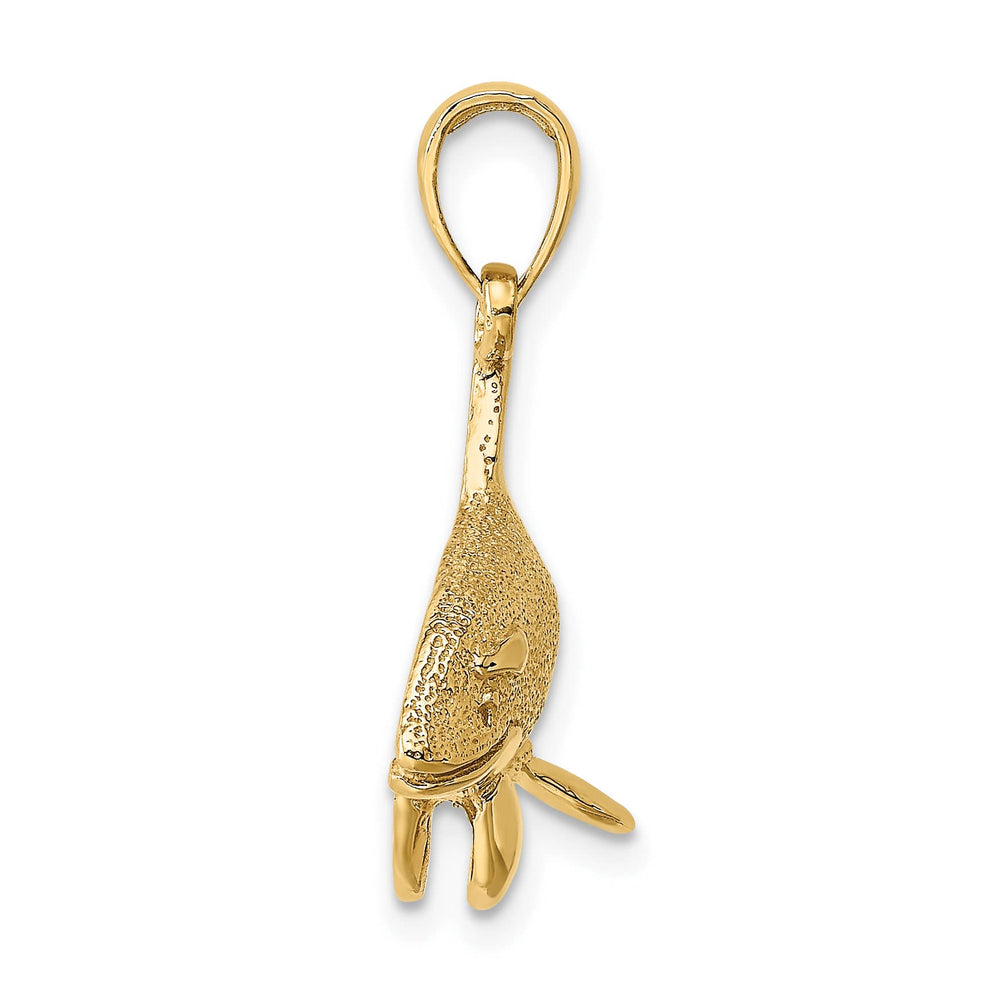 10K Yellow Gold 2-D Textured Orca Whale Charm