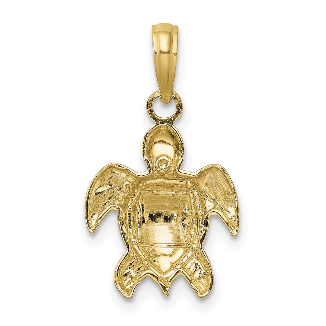 10K Yellow Gold 2-D Textured Sea Turtle Charm