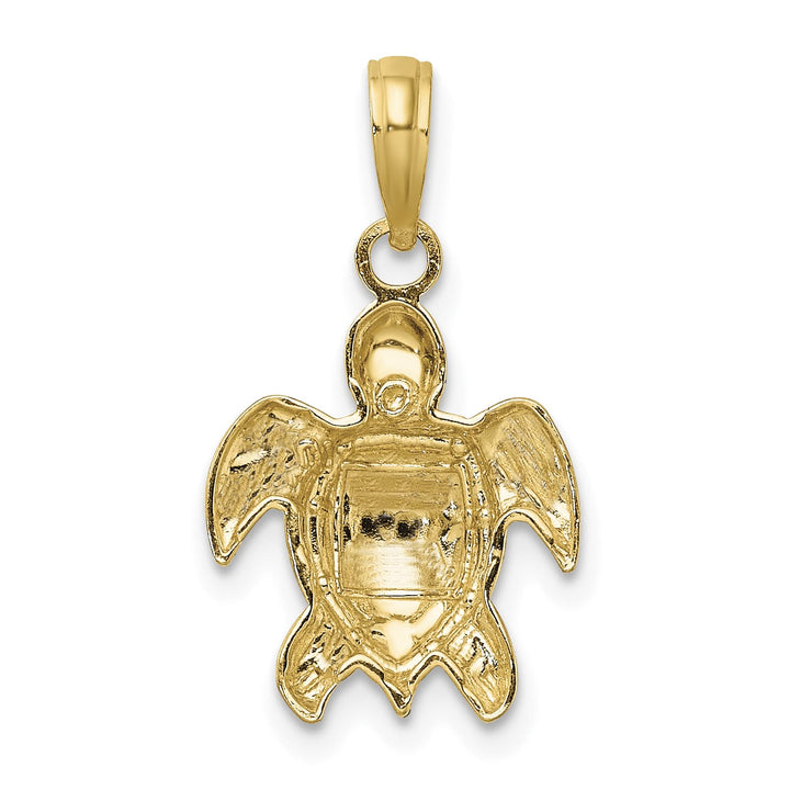 10K Yellow Gold 2-D Textured Sea Turtle Charm