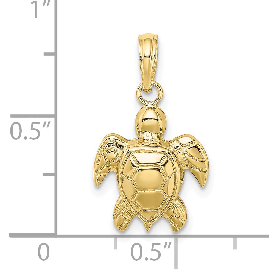 10K Yellow Gold 2-D Textured Sea Turtle Charm