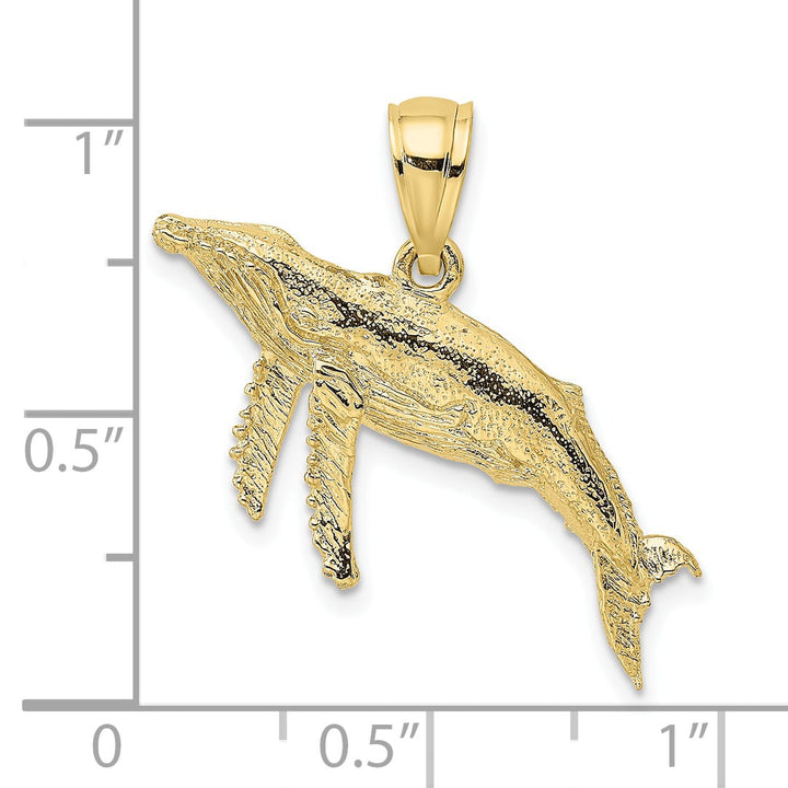 10K Yellow Gold 2-D Textured Whale Charm