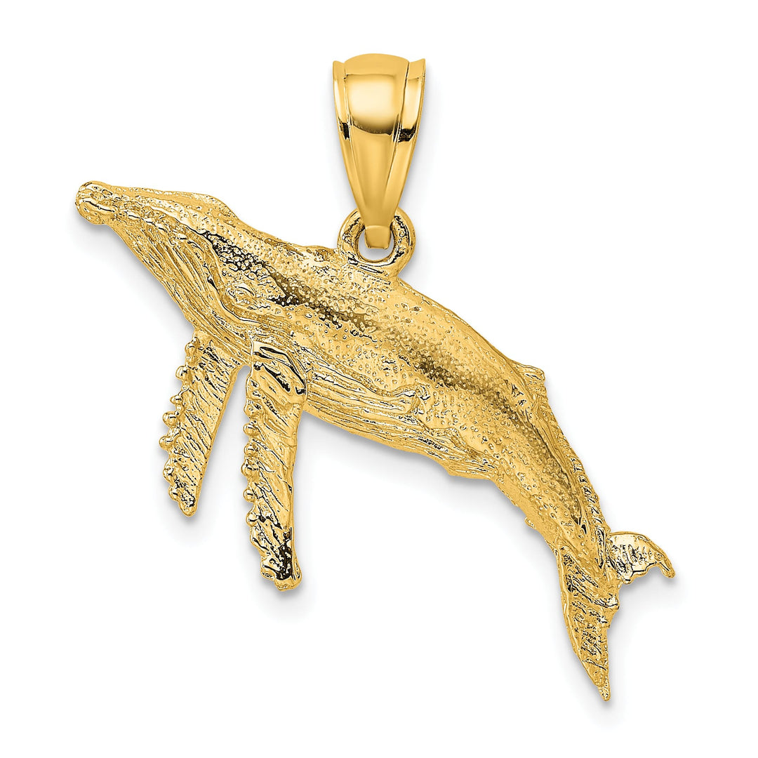 10K Yellow Gold 2-D Textured Whale Charm