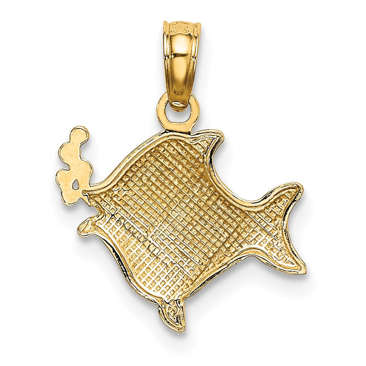 10K Yellow Gold 2-D Tropical Fish with Bubbles Charm