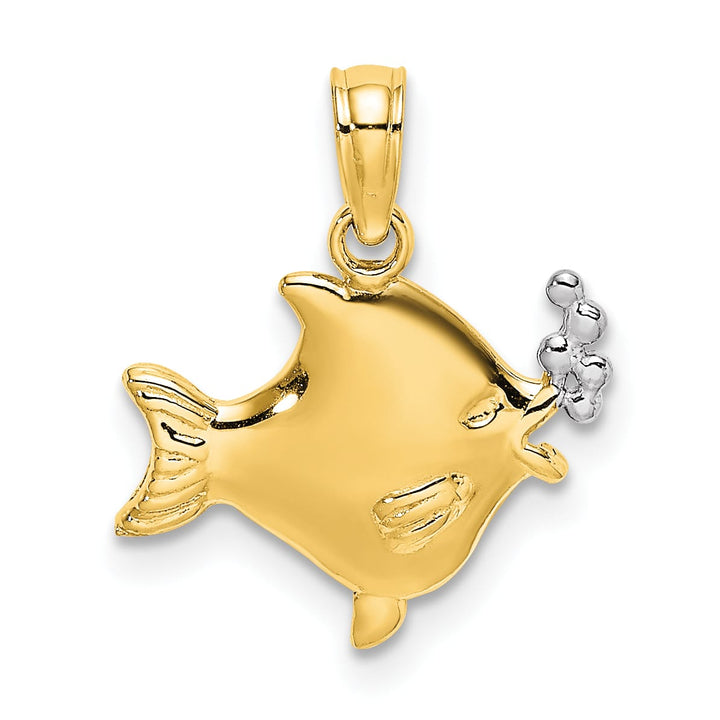 10K Yellow Gold 2-D Tropical Fish with Bubbles Charm