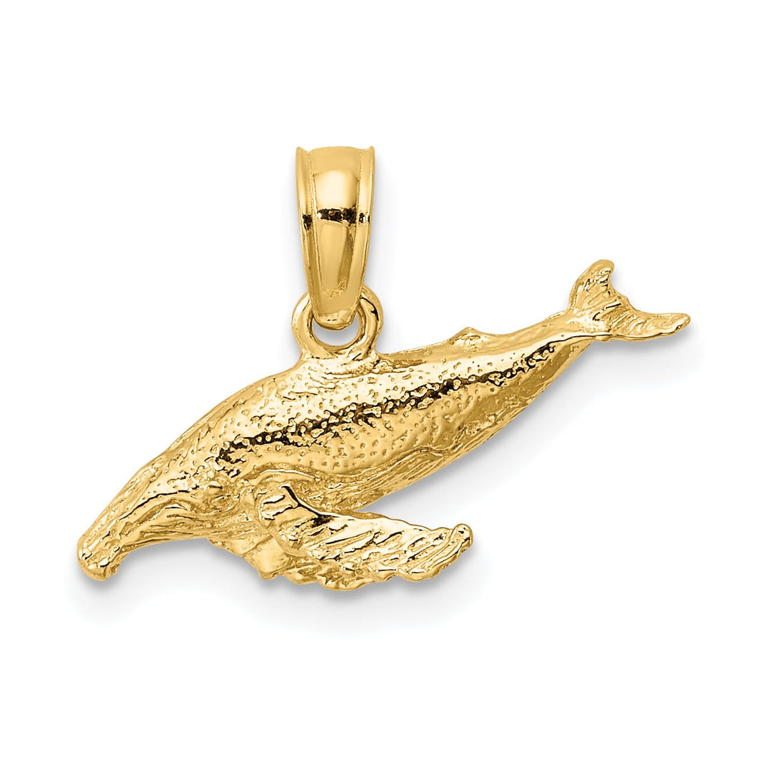 10K Yellow Gold 2-D Whale Charm, Large