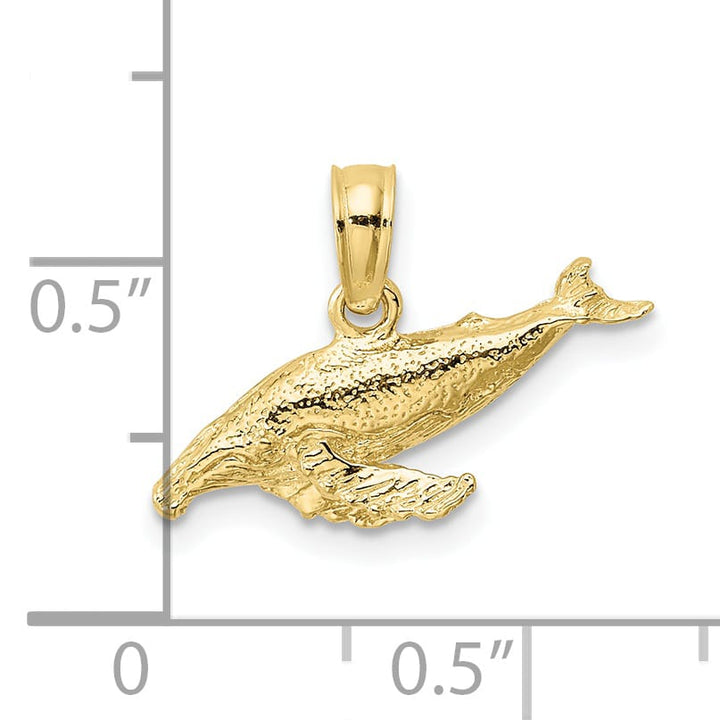 10K Yellow Gold 2-D Whale Charm, Large