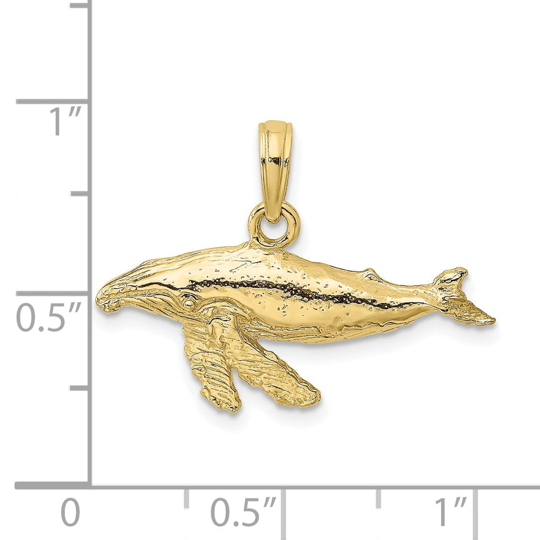 10K Yellow Gold 2-D Whale Charm, Small